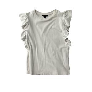 Banana Republic White Jersey Ruffle Trim Frill Shoulder Top – Size XS
